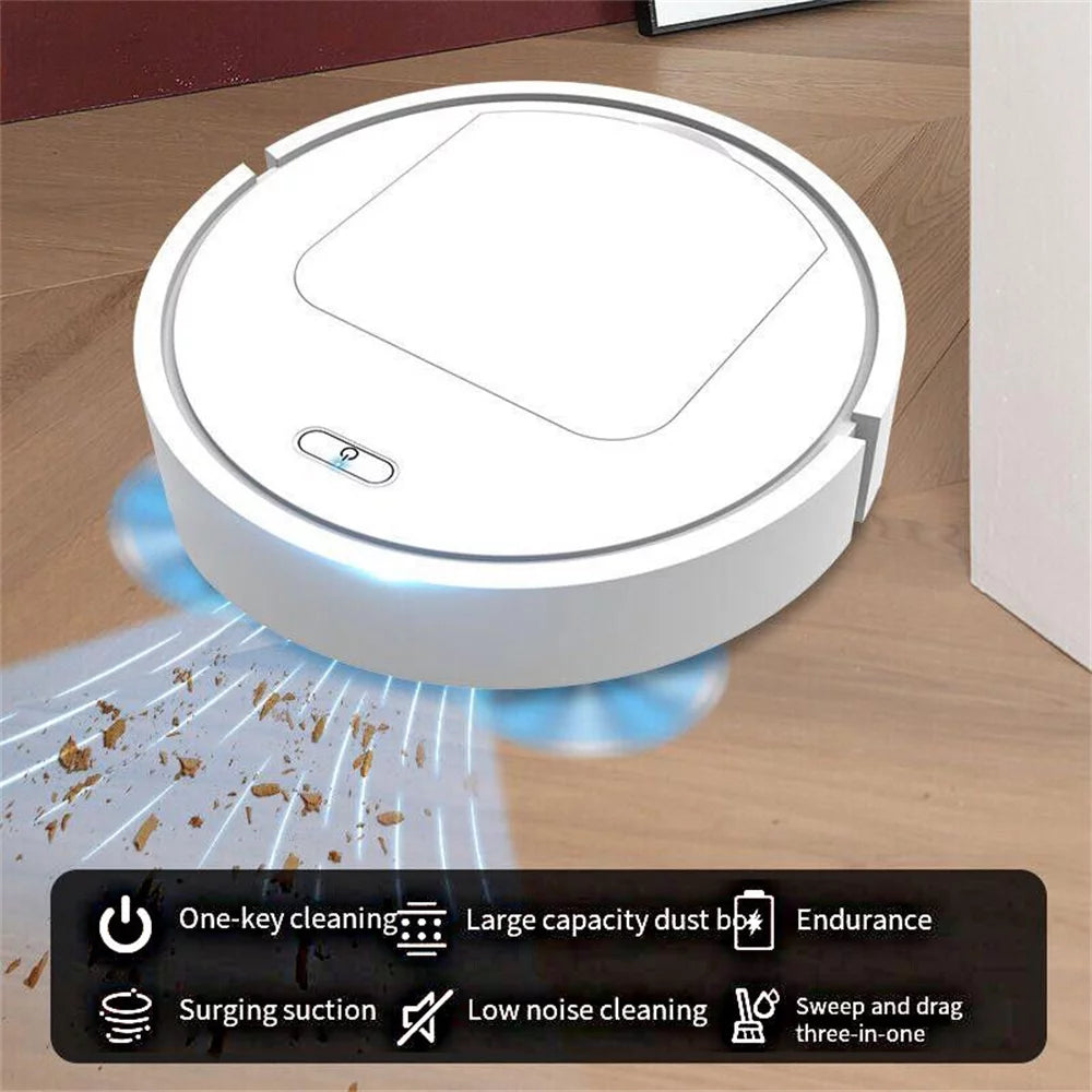 White Robot Vacuum Cleaner by JahyShow - Smart Sweeping, USB Rechargeable