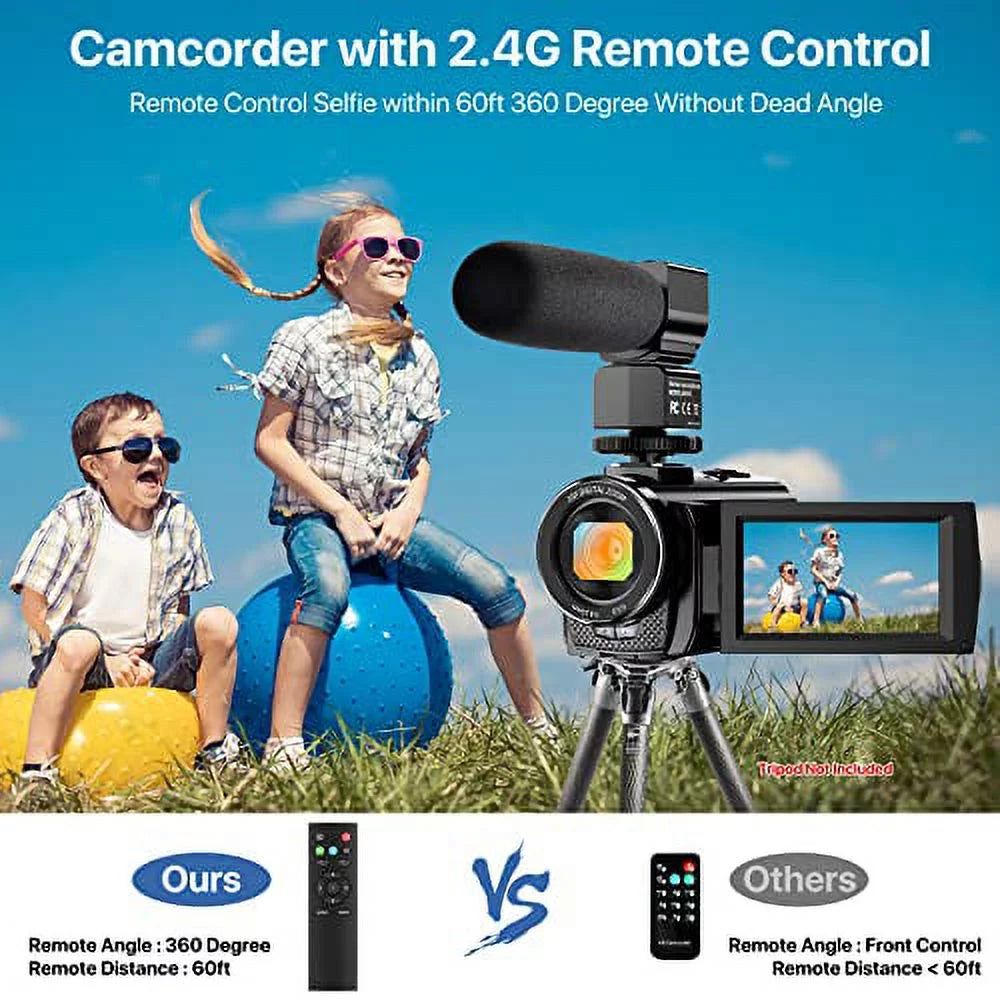 Video Camera Camcorder WiFi IR Night Vision FHD 1080P 30FPS YouTube Vlogging Camera Recorder 26MP 3.0'' Touch Screen 16X Digital Zoom Camcorder with Microphone,Remote and 2 Batteries