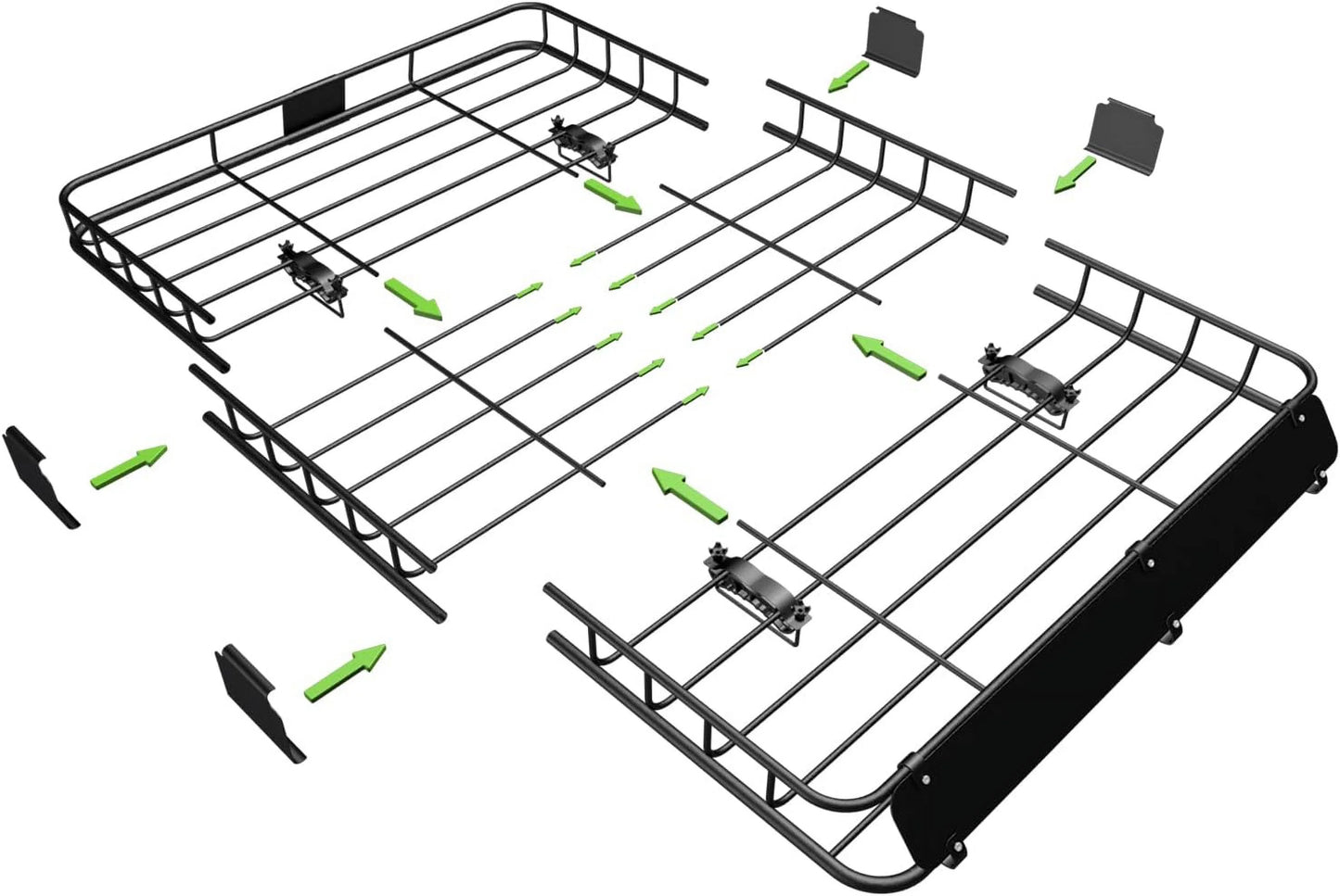 Thten Heavy Duty 64"x 39" Roof Rack, Rooftop Cargo Carrier Basket with Waterproof Bag, Tie Down Strap, Net, Rack Extension and Car Top Luggage Holder for SUV, 150lb Capacity, Steel Construction