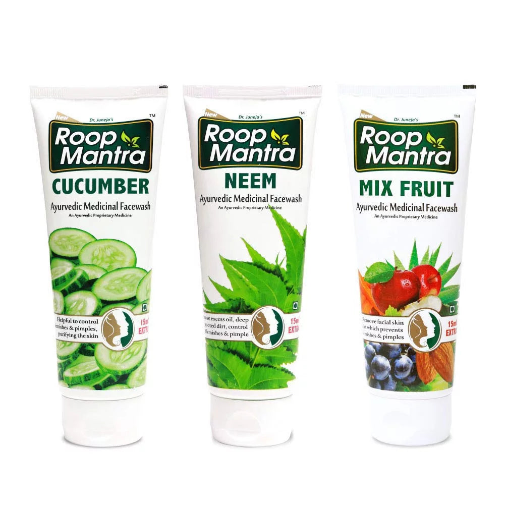 Roop Mantra Face Wash Combo (Cucumber Face Wash + Neem Face Wash + Mix Fruit Face Wash), 115ml