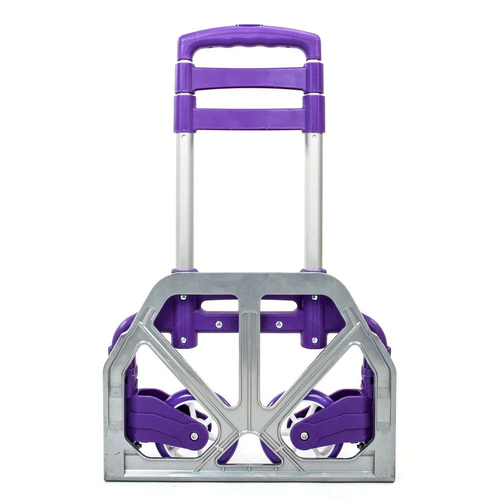 YeekTok Portable Aluminium Cart Folding Push Truck Hand Collapsible Trolley Luggage Purple