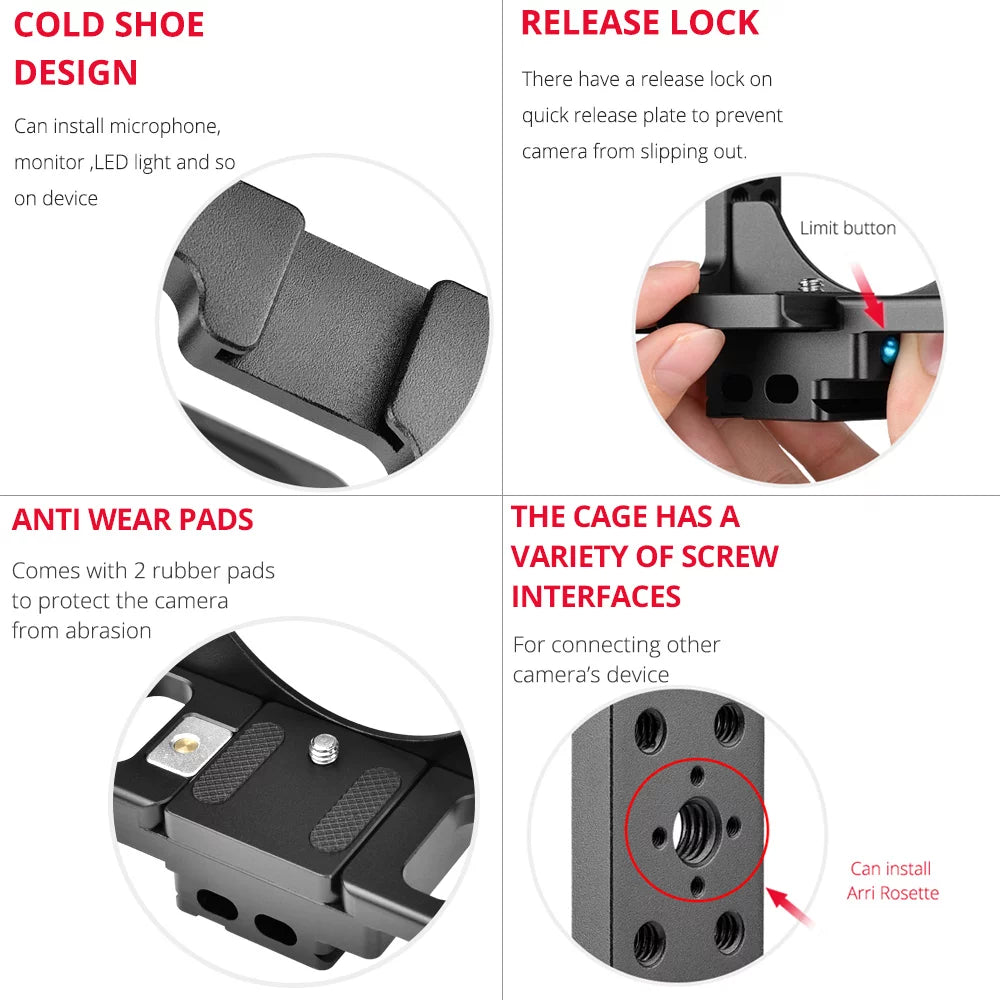 Andoer C15-B Camera Cage + Handle Kit Aluminum Alloy with Cold Shoe Mount Compatible with Nikon Z6/Z7 DSLR Camera