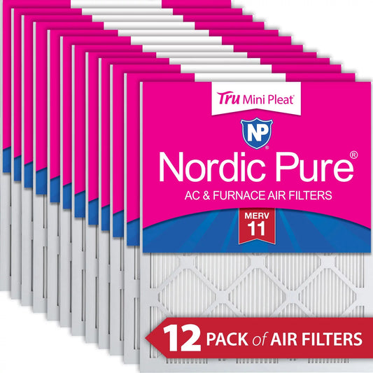 16x16x1 Nordic Pure Tru Mini Pleat MERV 11 AC Furnace Air Filters 12 Pack