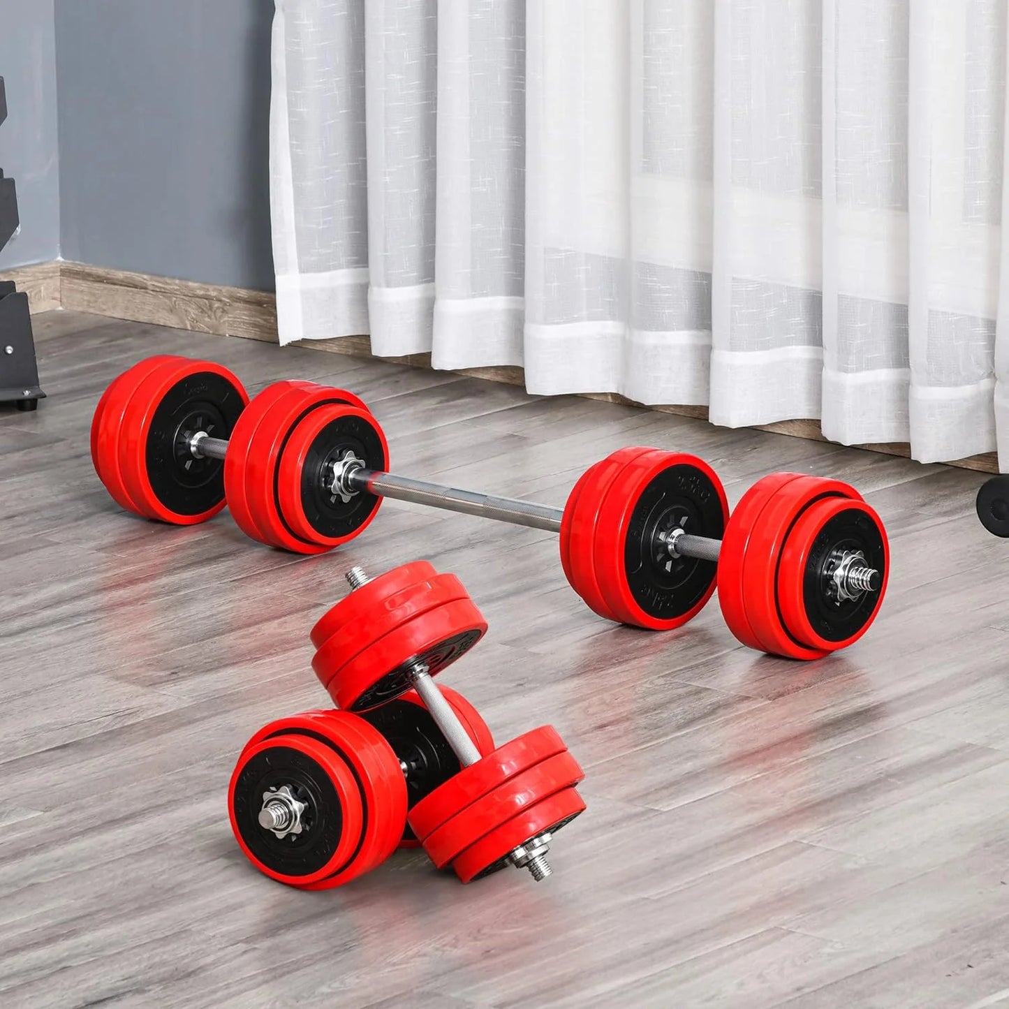 Soozier Adjustable Dumbbell Set, Convertible to Barbell Weight Set for Home Gym Women and Men Weight Lifting Training