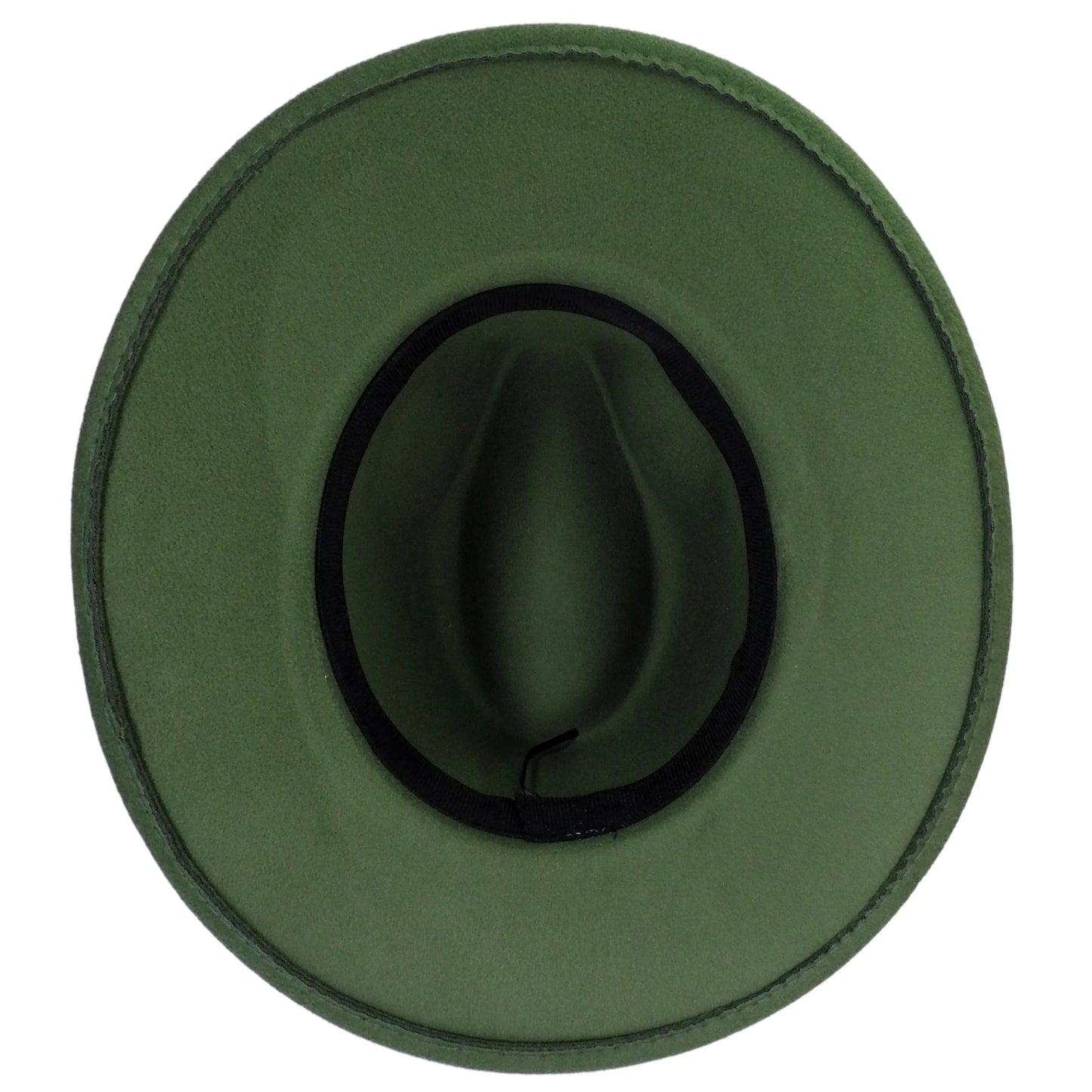 Army Green Fedora Panama Upturn Wide Brim Cotton Blend Felt Hat