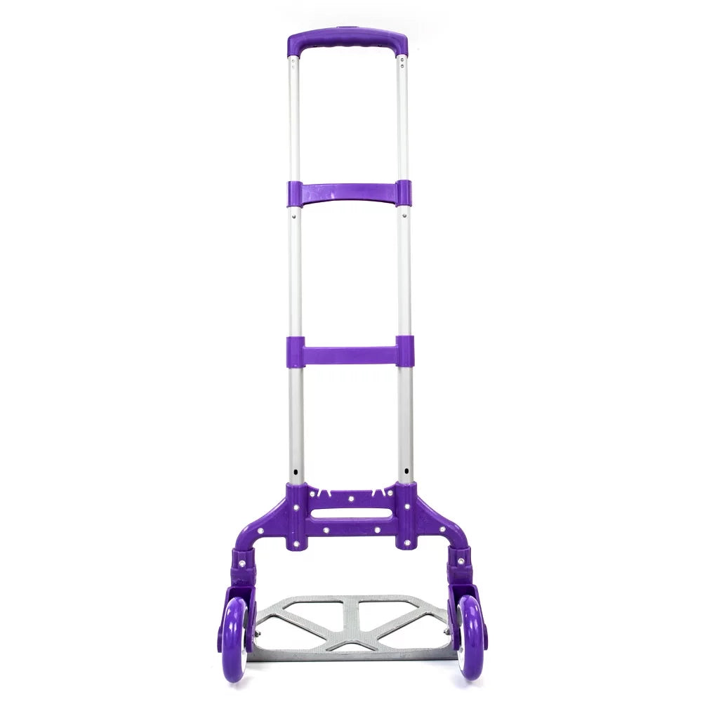 YeekTok Portable Aluminium Cart Folding Push Truck Hand Collapsible Trolley Luggage Purple