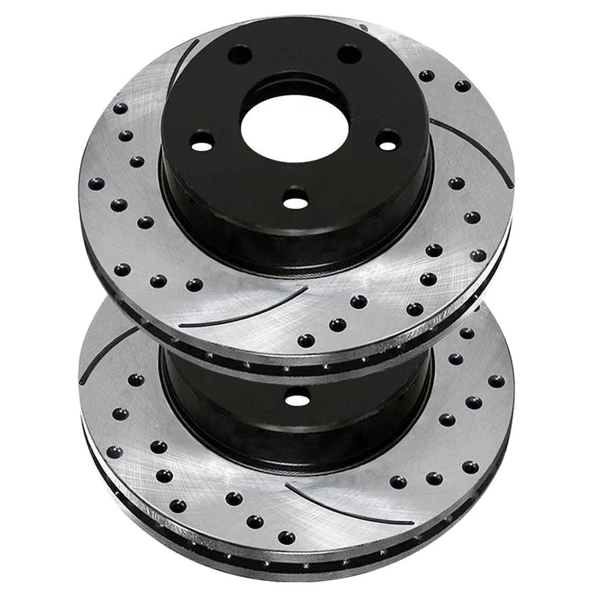 AutoShack Front Drilled Slotted Brake Rotors Black Pair of 2 Driver and Passenger Side Replacement for 2007-2010 2011 2012 Dodge Caliber 2008-2017 Mitsubishi Lancer 1.8L 2.0L 2.4L AWD FWD PR63039LR