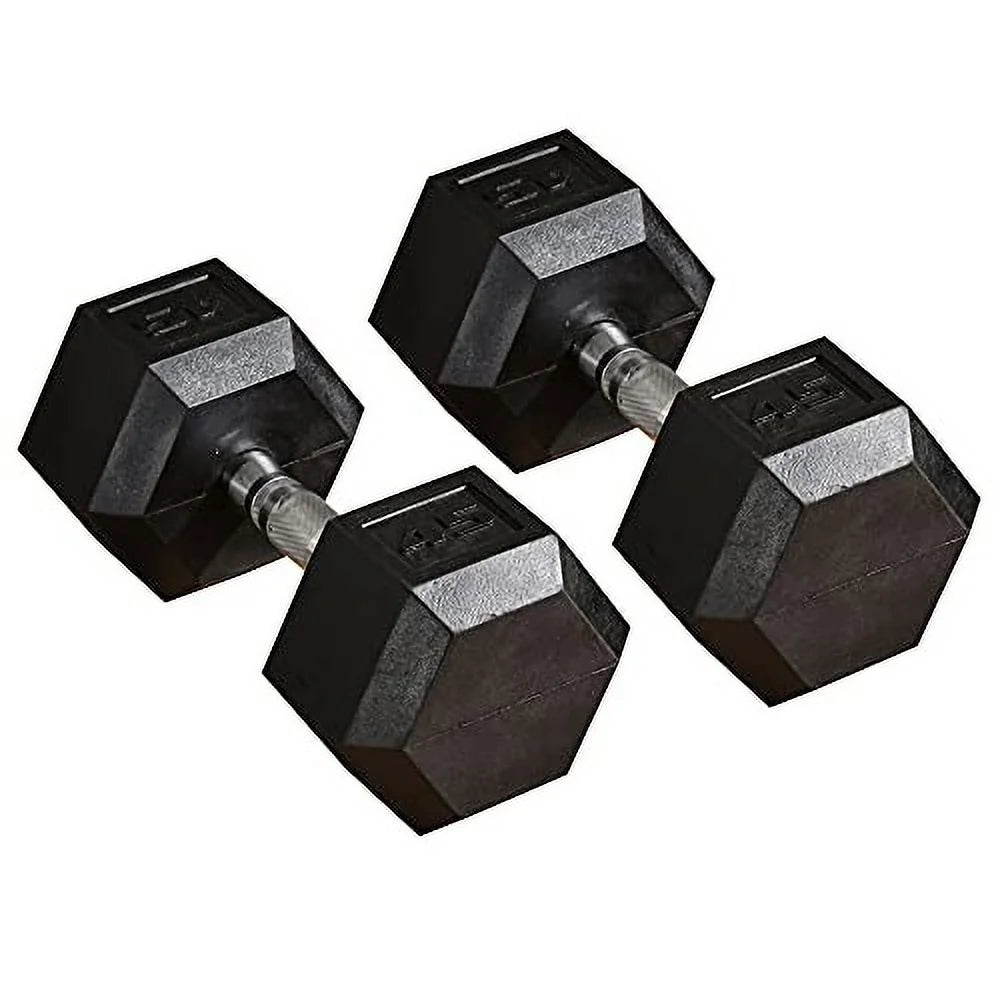 Soozier Hex Dumbbells Set, Rubber Hand Weights with Non-Slip Handles, Anti-roll, for Women or Men Home Gym Workout, 2 x 45lbs