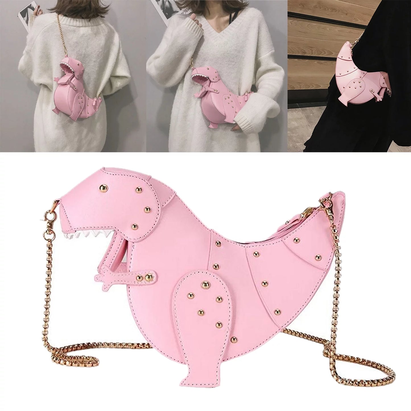 Women Cartoon Shoulder Bag Chic Chain Strap Purse Handbag - , 27.5x11x16cm Pink