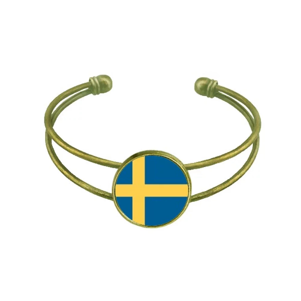 Sweden National Flag Europe Country Bracelet Bangle Retro Open Cuff Jewelry