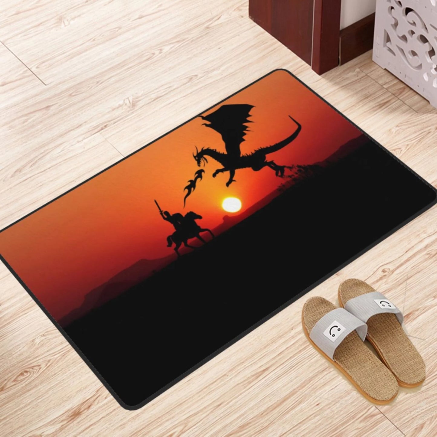 ZICANCN Sunset Dragon Knight Area Rugs Doormat , Facecloth Non-Slip Floor Mat Rug for Living Room Kitchen Sink Area Indoor Outdoor Entrance 72"x48"