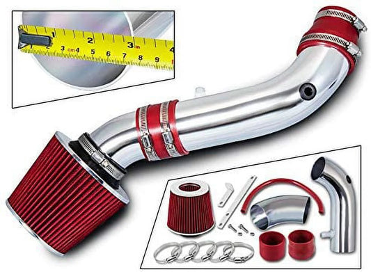 Rtunes Racing Short Ram Air Intake Kit + Filter Combo RED Compatible For 07-11 Jeep Wrangler 3.8L V6