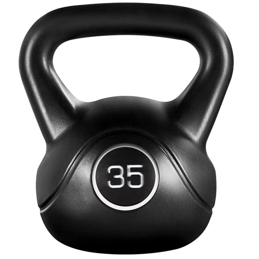 Yaheetech HDPE Coated Kettlebell for Home Gym Fitness Bodybuilding Weight Lifting, Black, 35lbs