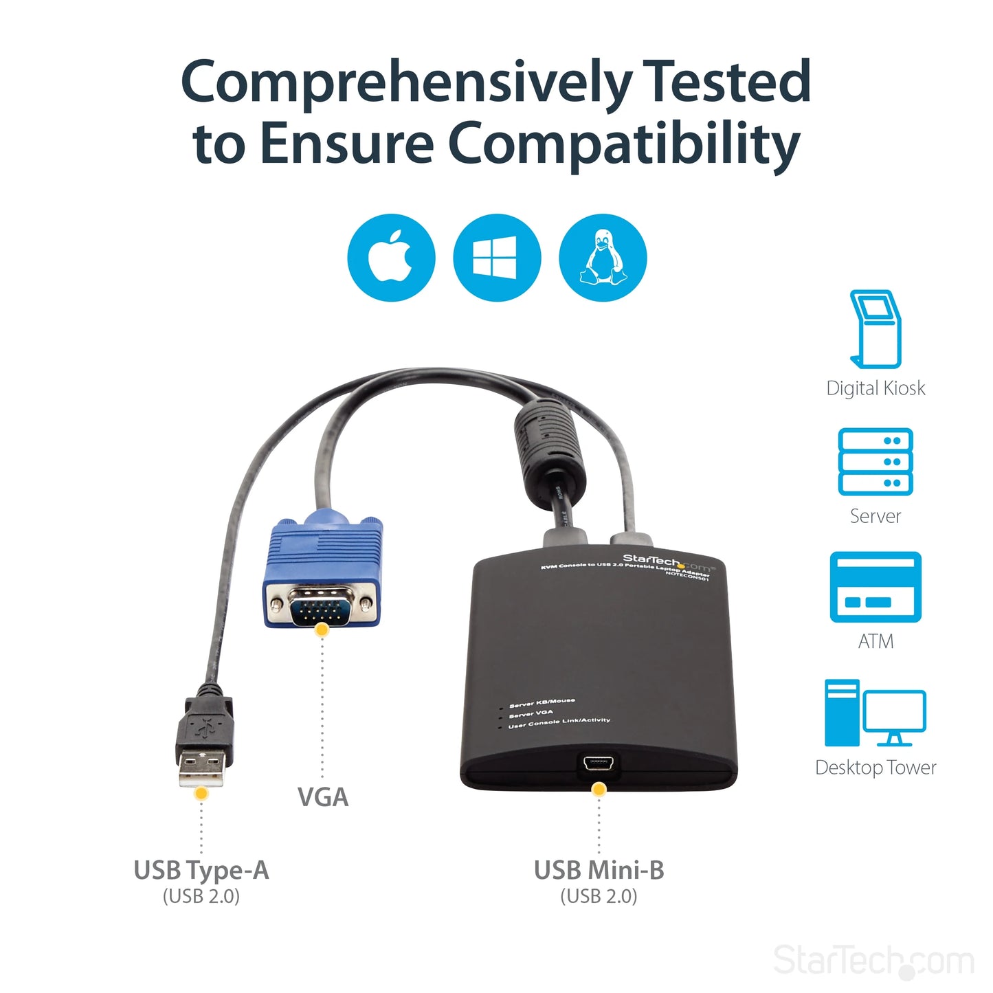 StarTech.com Crash Cart Adapter – 1920 x 1200 – Portable Notebook USB 2.0 to KVM Console