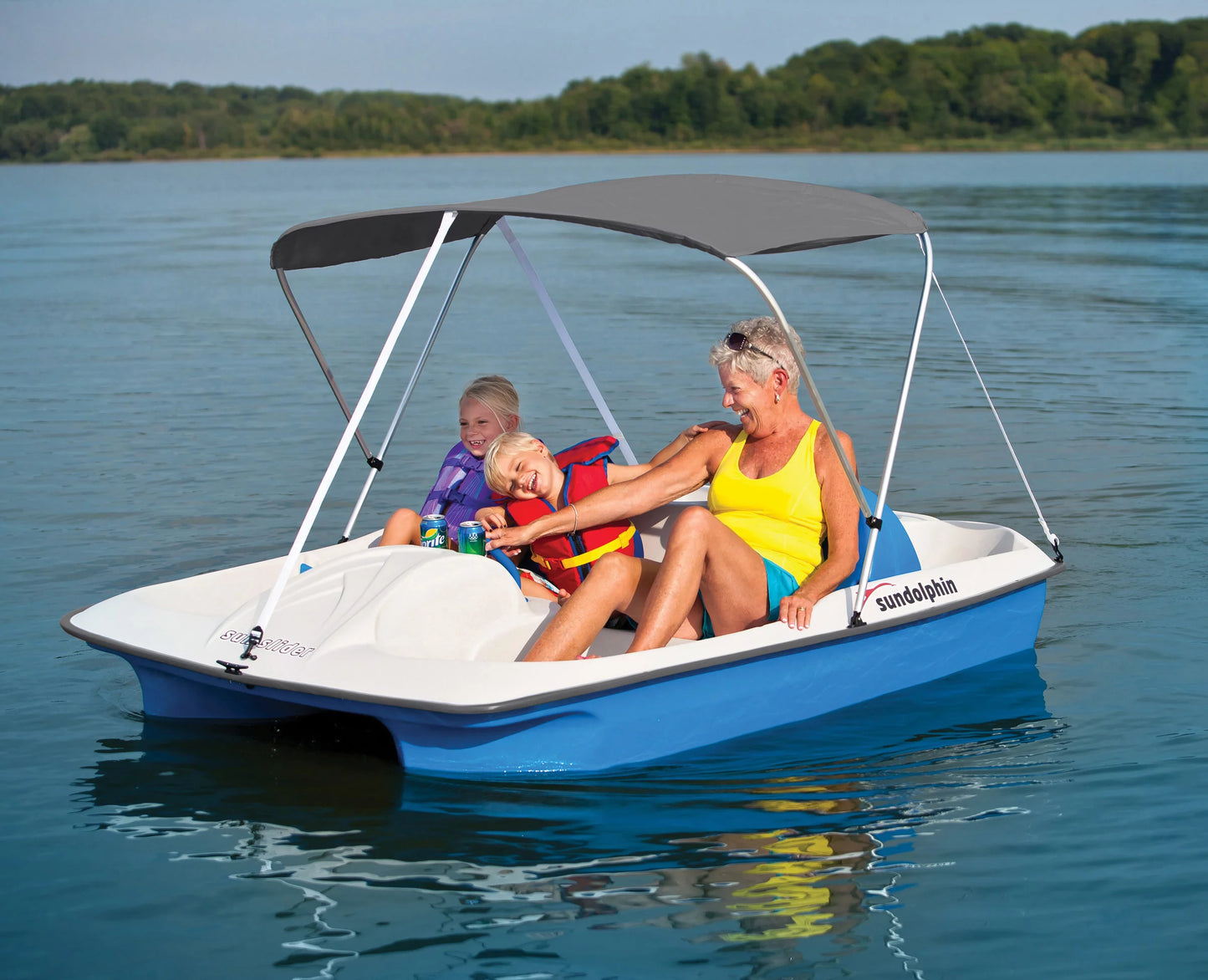 Sun Dolphin 5 Seat Sun Slider Pedal Boat with Canopy, Blue