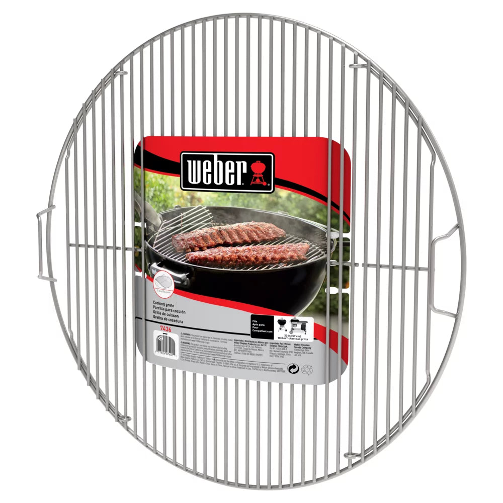 Weber Heavy Duty Plated Steel Hinged Cooking Grate for 22.5'' Grills