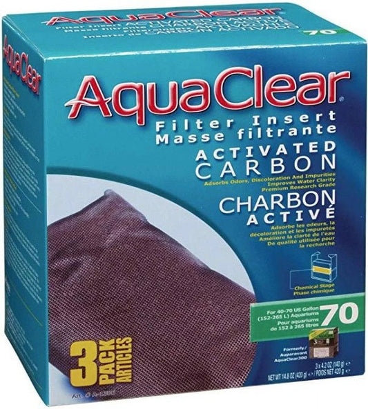 Aquaclear Activated Carbon Filter Inserts Size 70 - 3/pk (2 Packages)