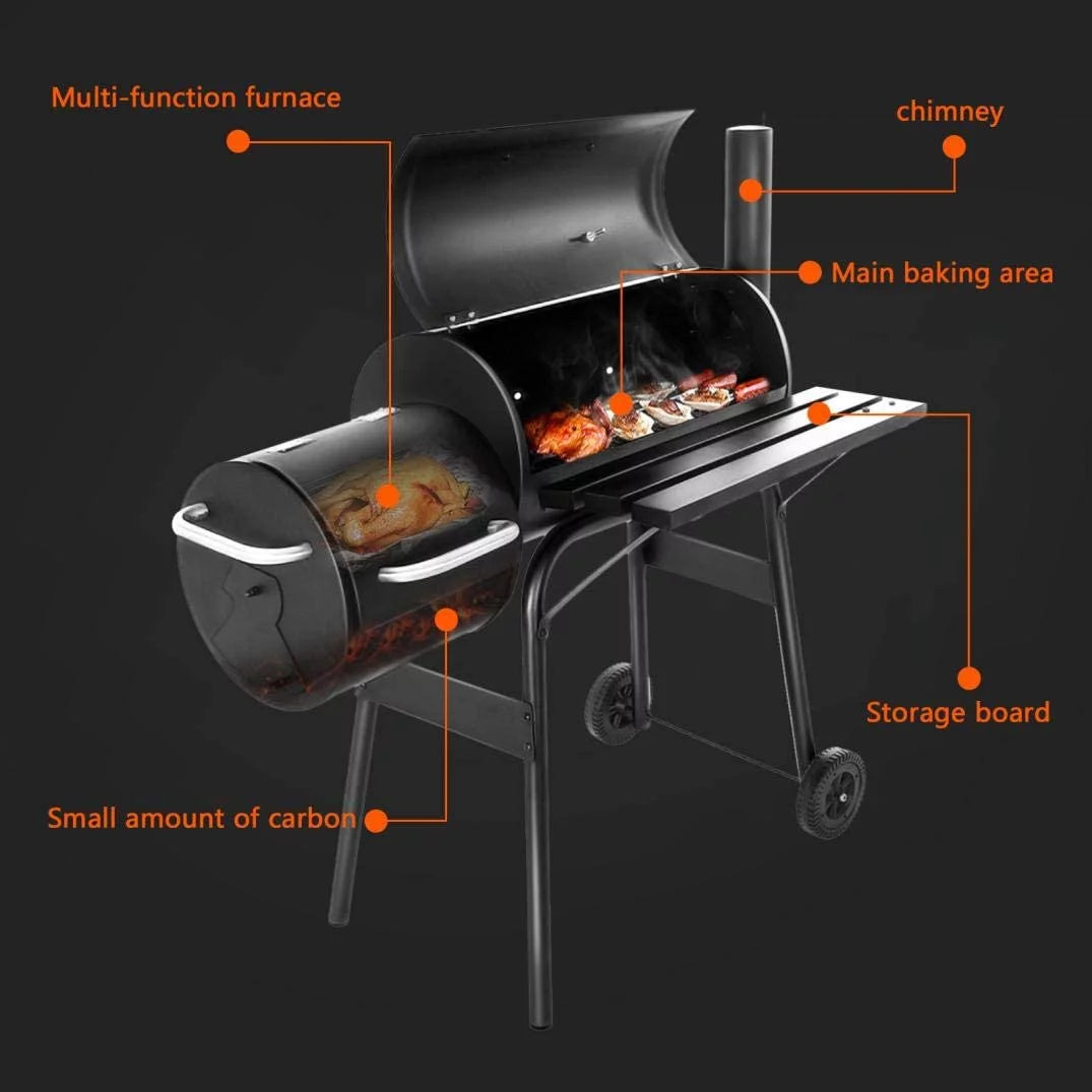 Vebreda Outdoor BBQ Grill Charcoal Barbecue Pit Backyard Meat Cooker Smoker