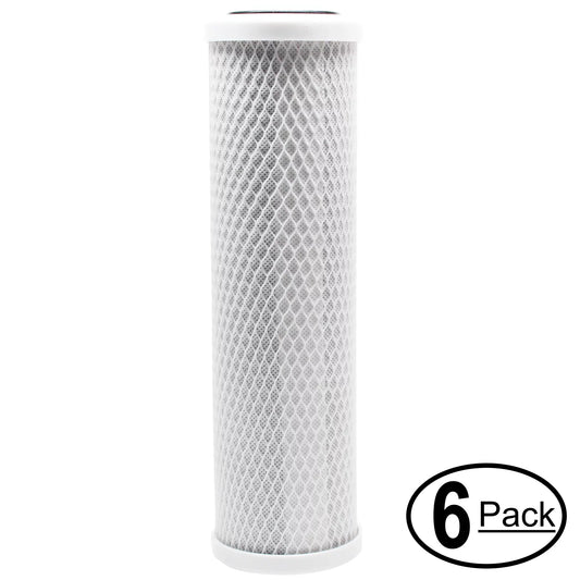 6-Pack Replacement for H2O Distributors H2O-RUS-100-I Activated Carbon Block Filter - Universal 10 inch Filter for H2O Distributors H2O Inline Single Housing Under Sink Filter - Denali Pure Brand