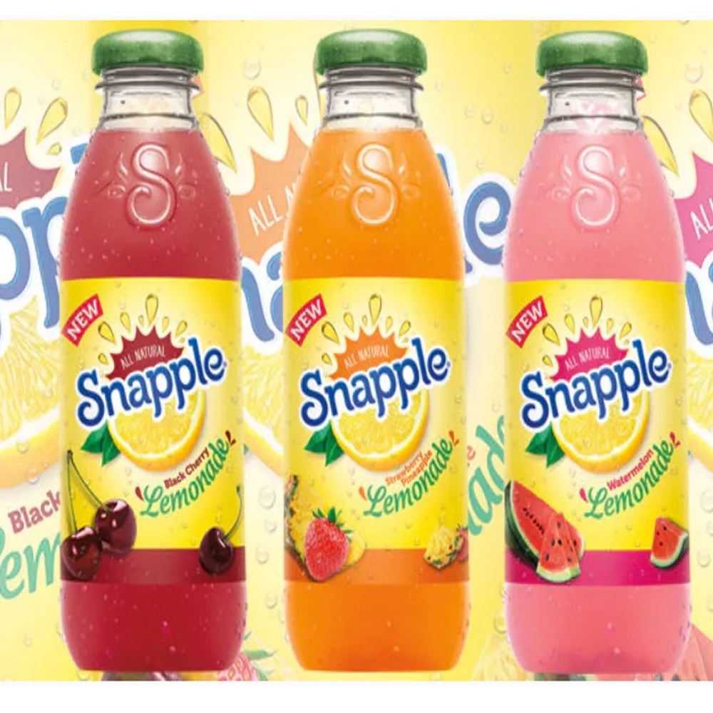 Snapple 16 Oz Lemonade Variety Pack 24, 8 Watermelon Lemonade, 8 Black Cherry Lemonade, 8 Strawberry Pineapple , Pack of (24, 16, 8)