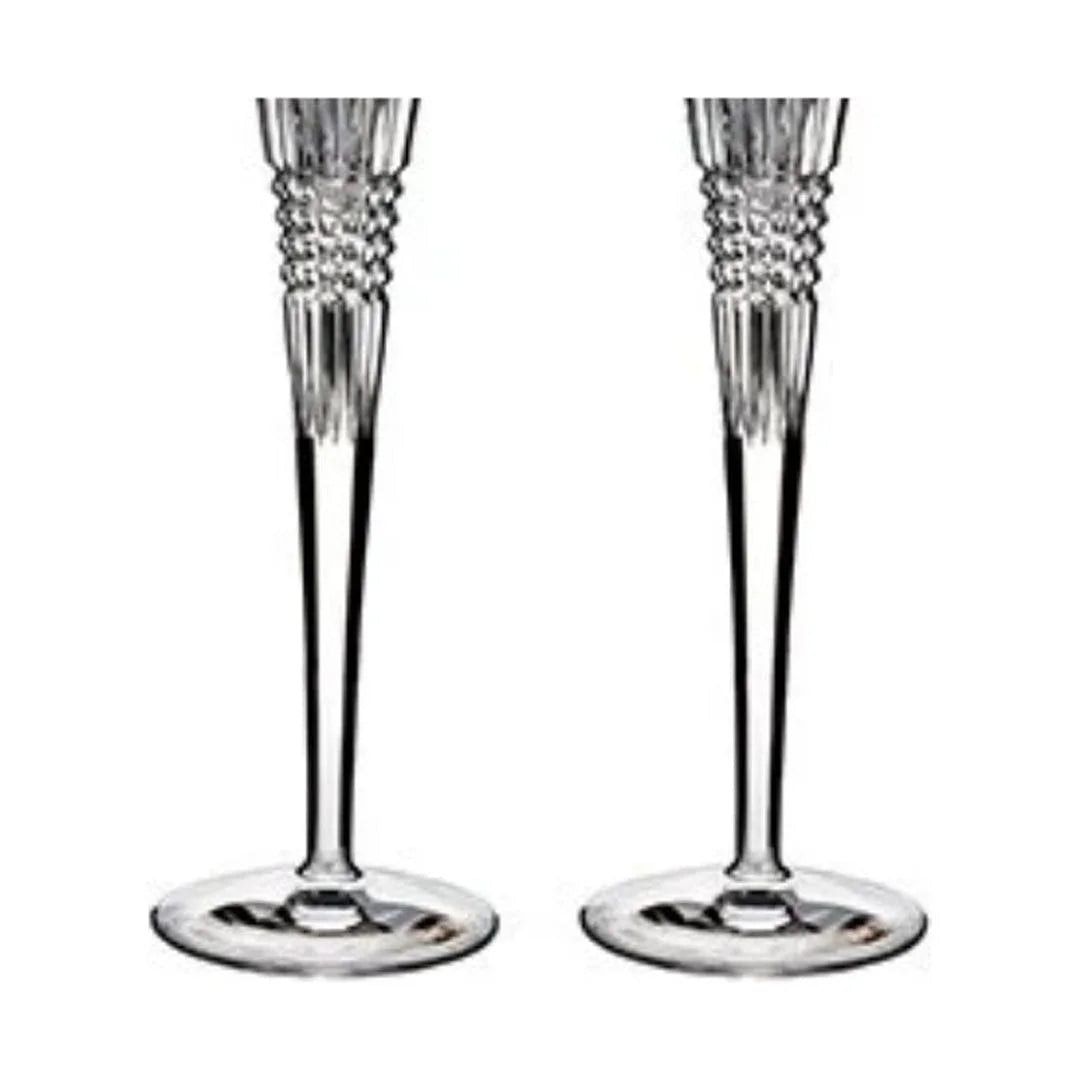 Waterford Lismore Diamond Block Letter Monogram Toasting Flutes Set of 2