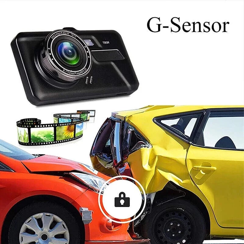 Xhy Touch Screen Car Dash Cam 4" 1080P HD Dual Lens DVR Front and Rear Video Camera Driving Recorder G-Sensor, Motion Detection and Parking Monitoring