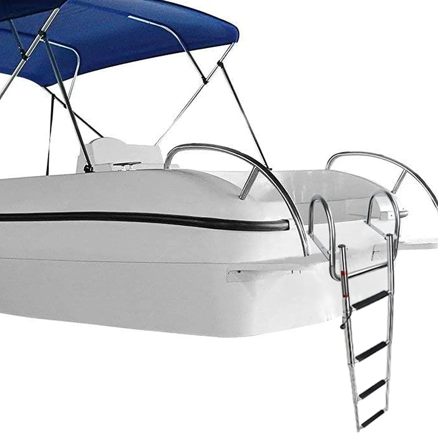 4 Step Pontoon Boat Ladder,Heavy Duty Telescoping Boat Boarding Ladder with Wide Steps, Folding Boat Swim Ladder,Dock Ladder with Hand Railings