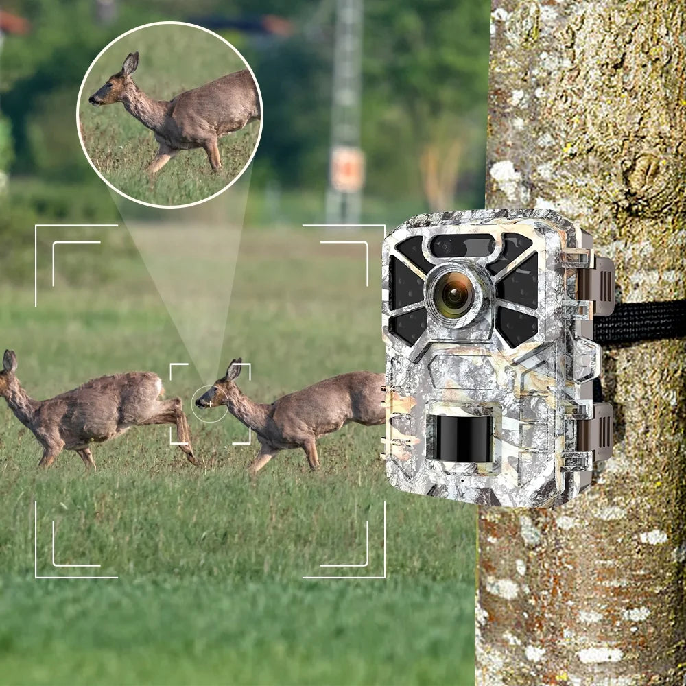 Trail Camera, 30MP 2k Game Camera with Infrared Night Vision Wildlife Surveillance, Farm Monitoring, Waterproof Hunting Trail Monitor with 120° Wide Angle Lens