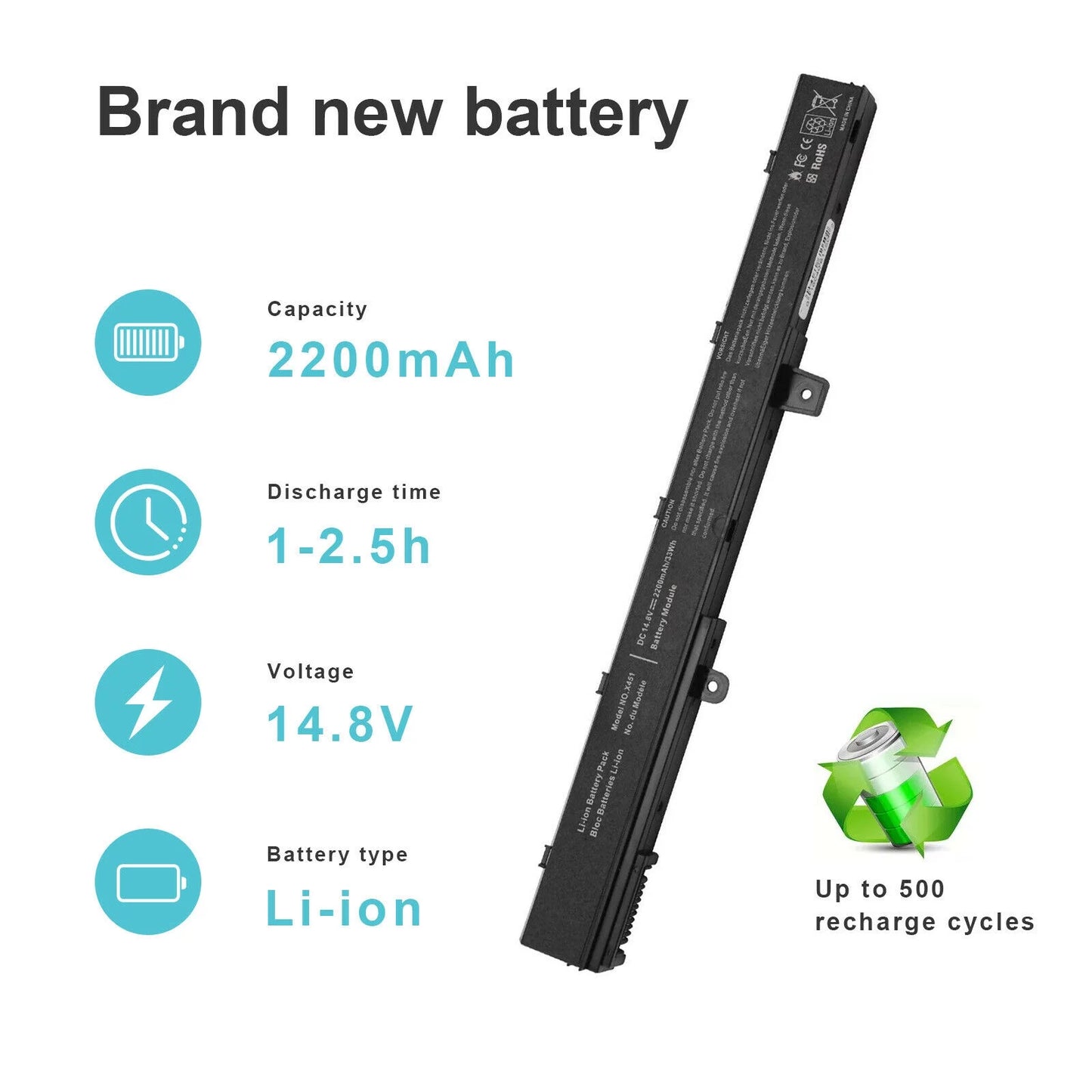 Battery for X551 X551M A31N1319 X551C A41N1308 X551MA D550 X551CA 14.8V