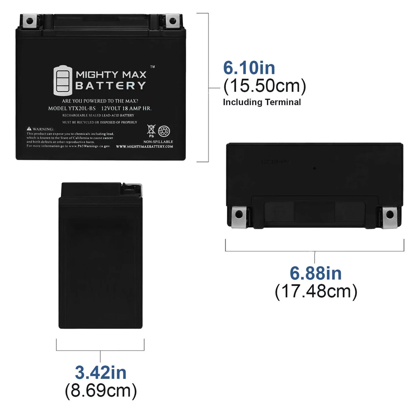 YTX20L-BS Battery for Kawasaki Jet Ski JT1500B, C + 12V 4Amp Charger