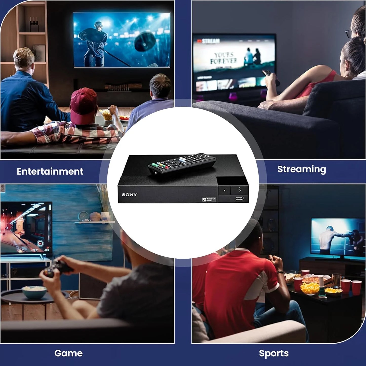 Sony BDP-S3700 Blu-Ray Disc Player with Built-in Wi-Fi - Netflix, You Tube + Remote Control + NeeGo High-Speed HDMI Cable W/Ethernet NeeGo Lens Cleaner