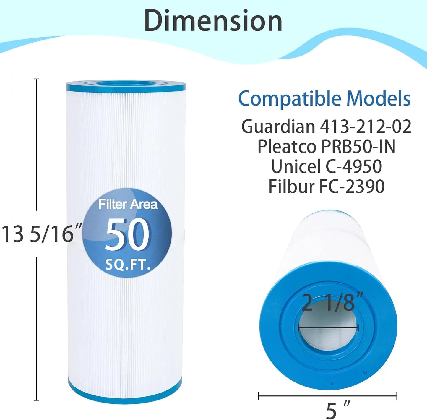 2-Pack 30 sq.ft Hot Tub Filters for Pleatco PWK30, Unicel C-6430, Watkins 31489, Filbur FC-3915 Hot Springs Spa Filters Replacement Cartridge