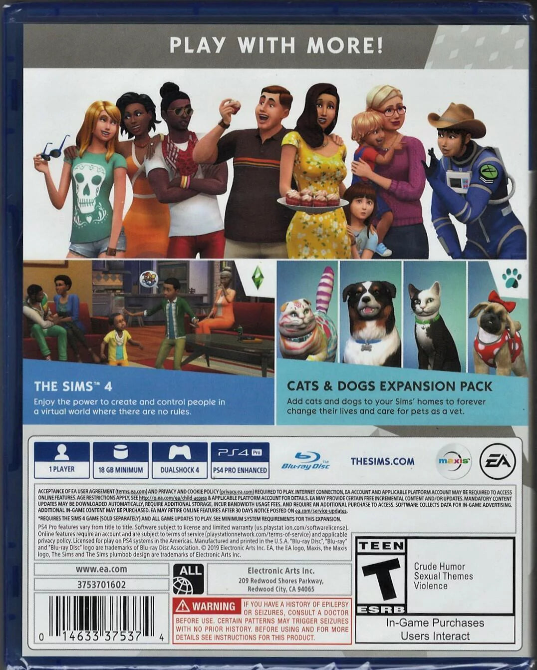 THE Sims 4 PLUS Cats and Dogs PS4 (Brand New Factory Sealed US Version) PlayStat