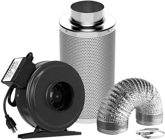 VIVOSUN Air Filtration Kit: 6 Inch 440 CFM Inline Fan, 6'' Carbon Filter and 16 Ft Ducting Combo