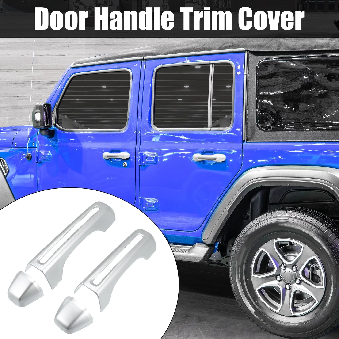 Silver Tone Door Handle Trim Cover Kit and Tailgate Handle Cover for Jeep Wrangler JL JLU 2 & 4 Doors 2018-2021