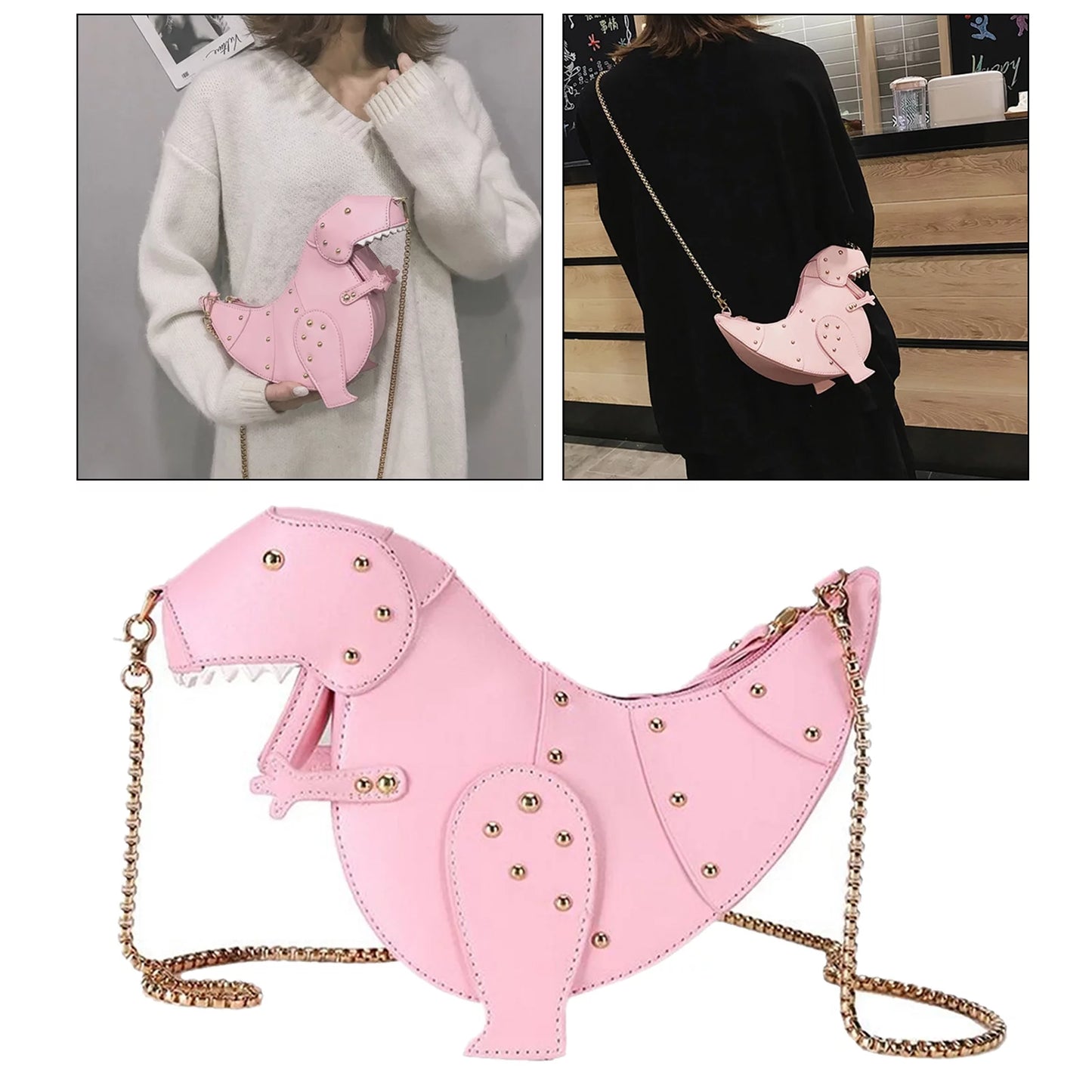 Women Cartoon Shoulder Bag Chic Chain Strap Purse Handbag - , 27.5x11x16cm Pink