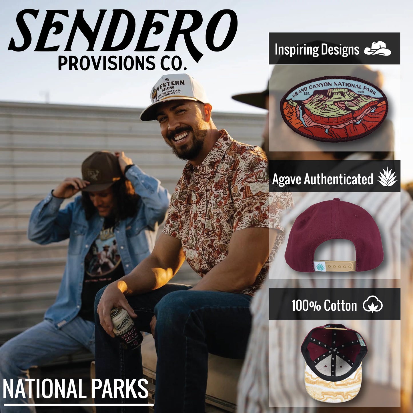 Sendero Provisions Grand Canyon National Park Hat Wine/Khaki Snapback Cap