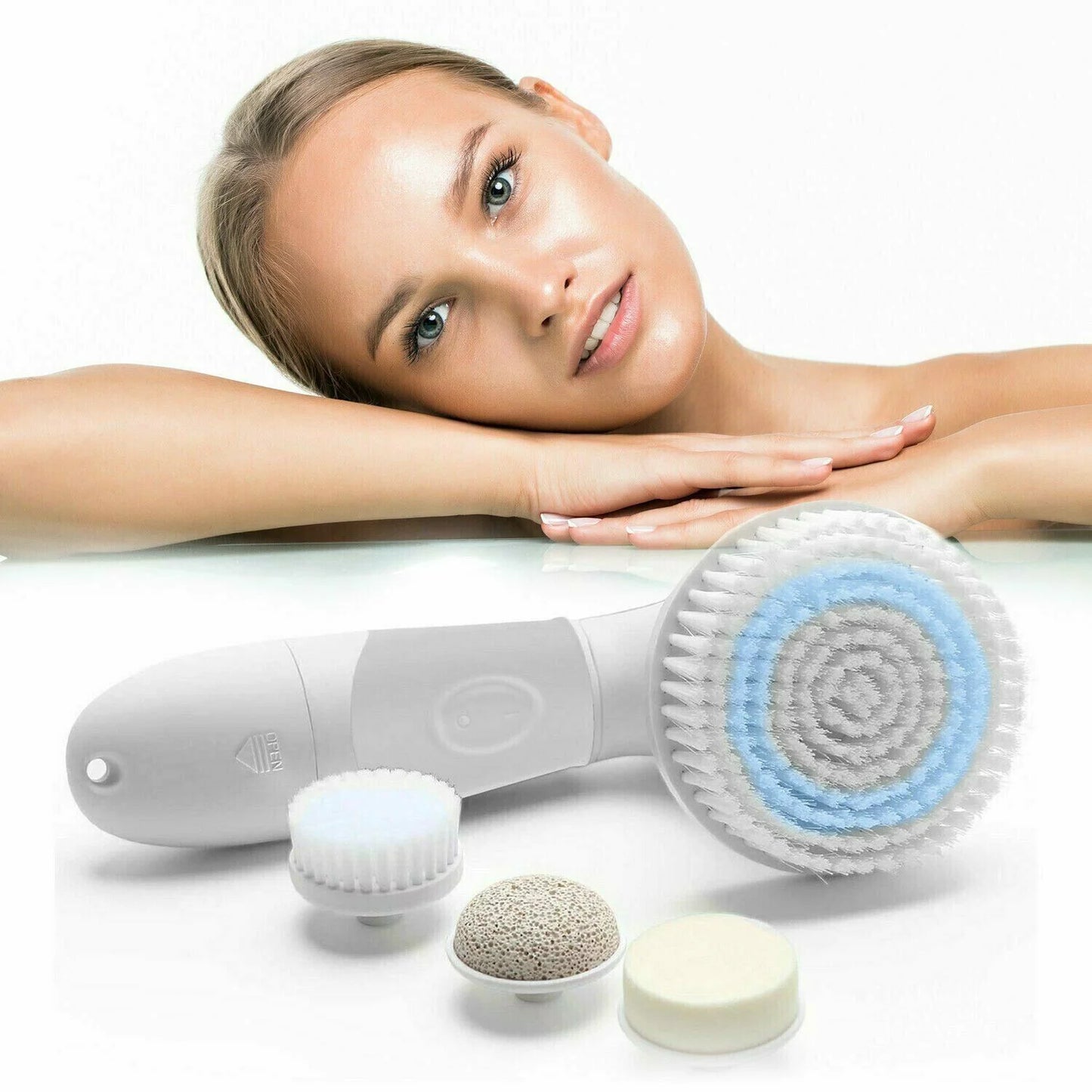 Spa Sonic Skin Care System Face & Body Polisher Professional Kit, White