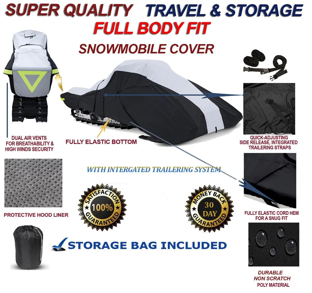 600 Denier Full Fit Snowmobile Travel and Storage Cover Compatible for the 2004-2004 Ski Doo Bombardier Model GSX Limited 2 Up 800 Snowmachine Sled.