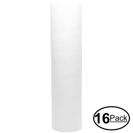 16-Pack Compatible with Watts VIH34APC Polypropylene Sediment Filter - Universal 10-inch 5-Micron Cartridge for WATTS PREMIER 500223 WH LD WHOLE HOUSE FILTER - Denali Pure Brand