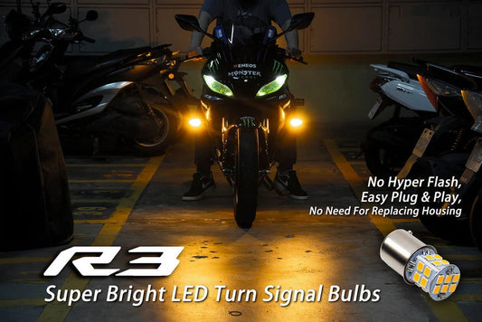 2022 Yamaha YZF R3 LED Super Bright Turn Signal Bulbs Front + Rear (fits 2019~2021) (4pcs)