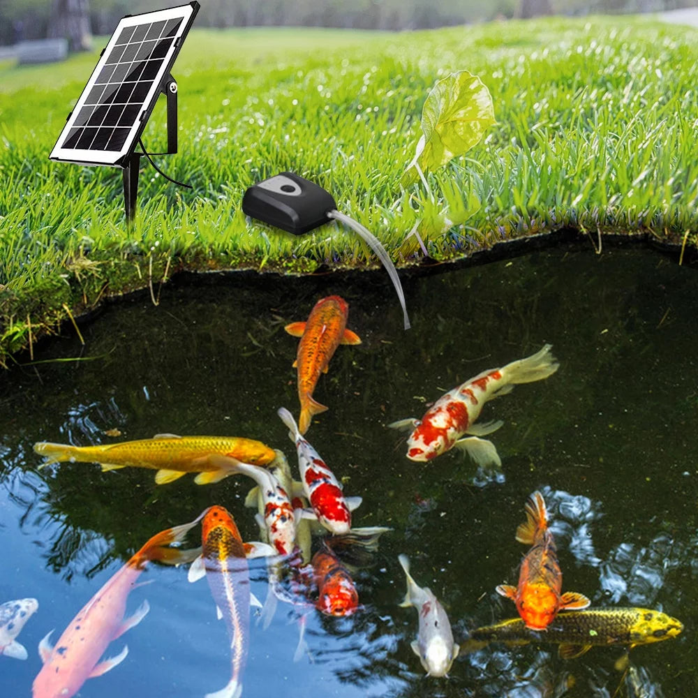 Air Pump,Pond Pump Aerator Pump Fish Aerator Reable Fish Pipe Bubble Stone Ponds Pools Water 6v 3.5w Solar Stone Pond With Dual Solar Air Pump Pond Aerator Ponds Zdhf