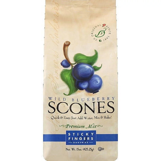 Sticky Fingers Bakeries Wild Blueberry Scones Premium Mix, 15 oz, (Pack of 6)