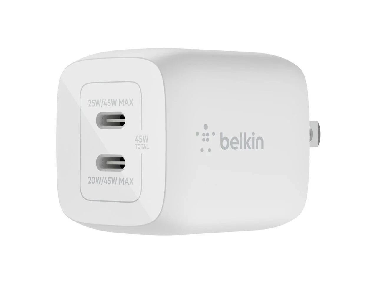 Belkin 45W DUAL USB-C GAN WALL CHARGER WITH PPS White Model WCH011DQWH