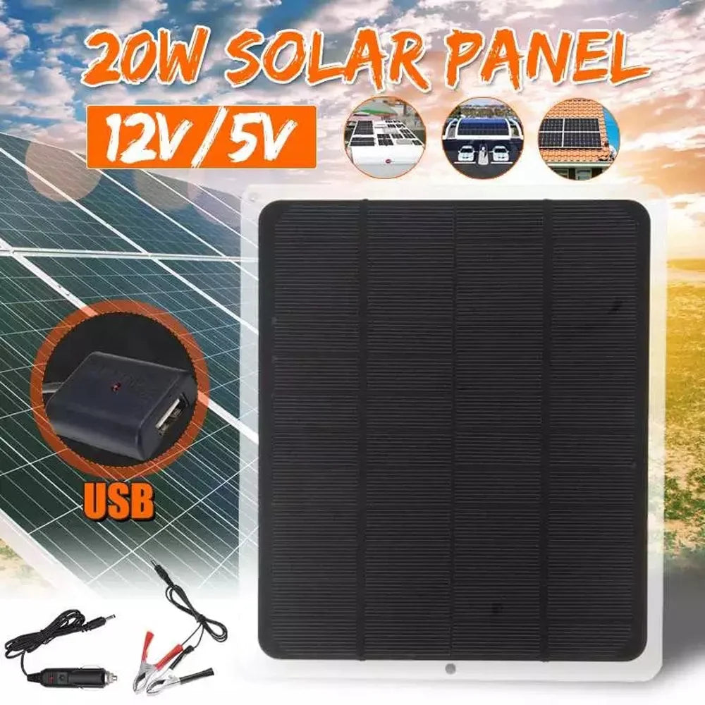 Aibecy 20W Monocrystalline Silicon Solar Panel for Camping Hiking - Portable Charging Tool