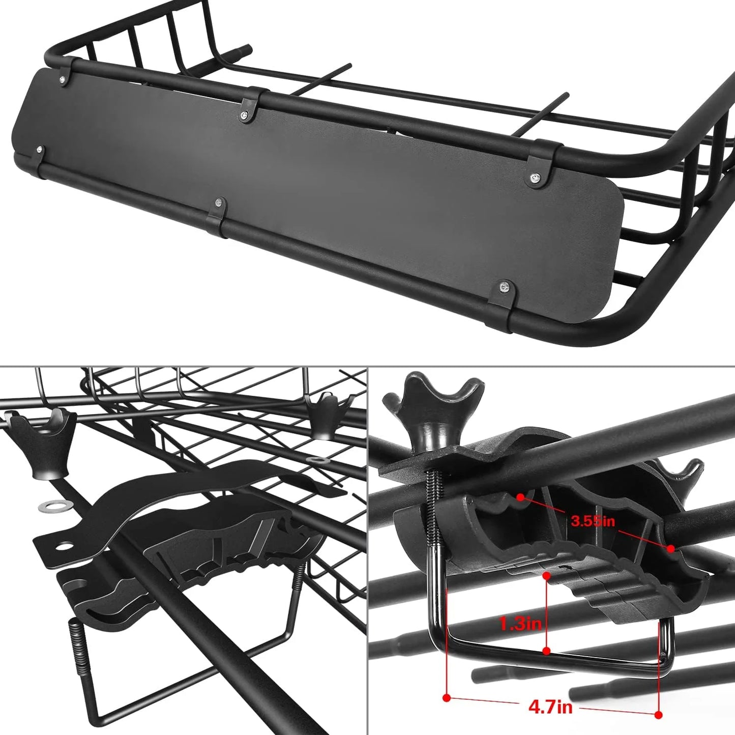 Thten Heavy Duty 64"x 39" Roof Rack, Rooftop Cargo Carrier Basket with Waterproof Bag, Tie Down Strap, Net, Rack Extension and Car Top Luggage Holder for SUV, 150lb Capacity, Steel Construction