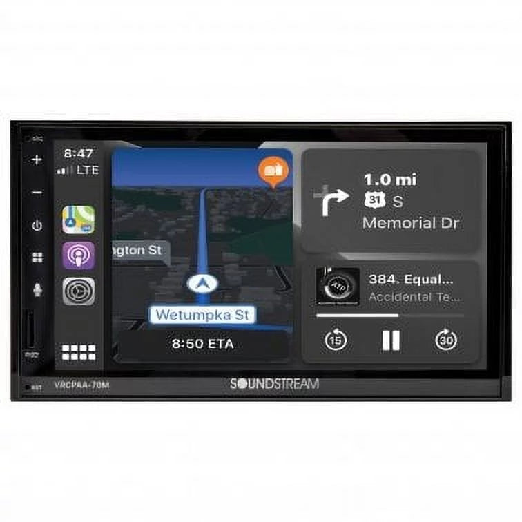 Soundstream VRCPAA-70M 7" Double DIN Bluetooth Apple CarPlay & Android +Camera Black