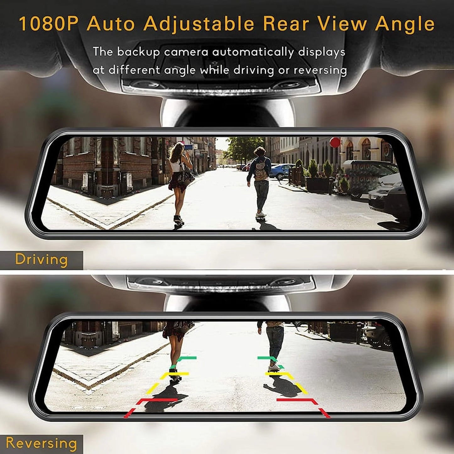 Auto-Vox Car Mirror Dash Cam Backup Camera Front & Rear Dual DVR Recorder 9.35'' OEM Look Mirror Monitor With Dual 1080P Rear View Camera( V5 PRO)