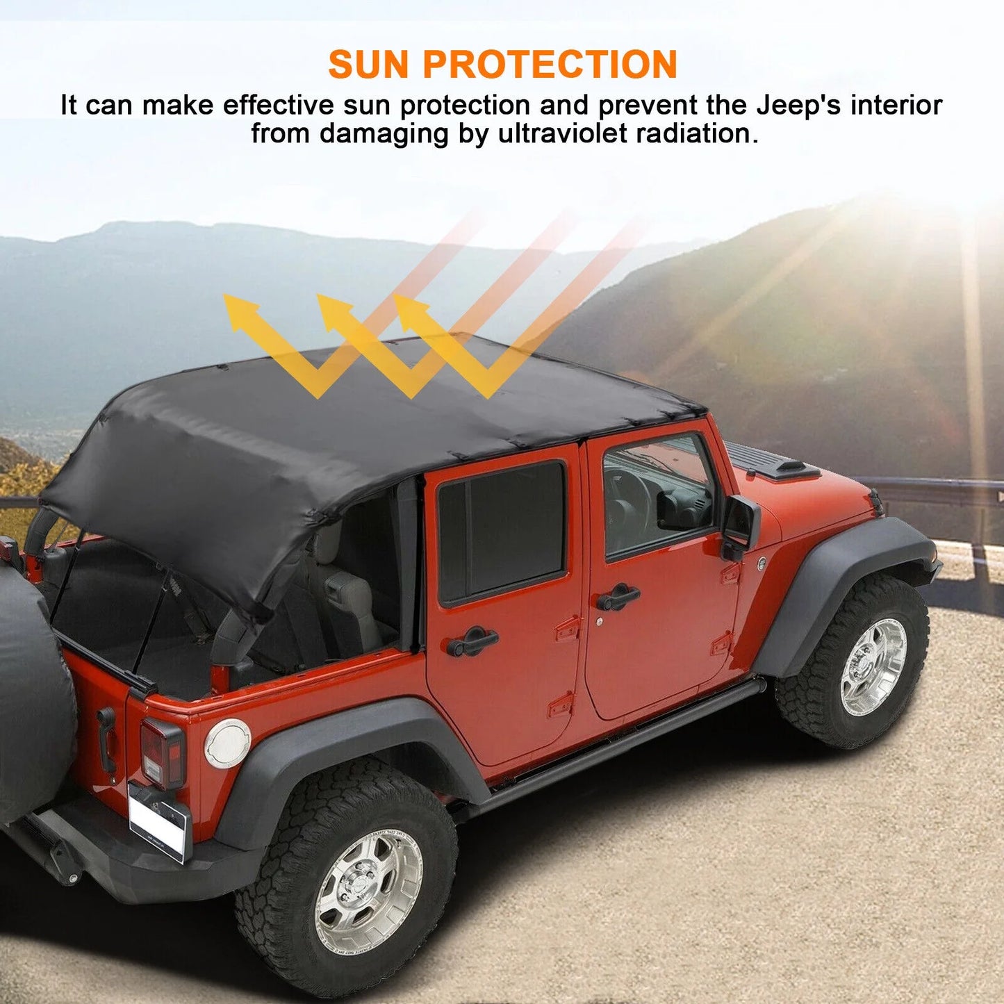 Soft Top Bikini Top Cover for Jeep Wrangler JK 2007-2017 2-Door Extended PU Leather Anti-UV Top Roof Black