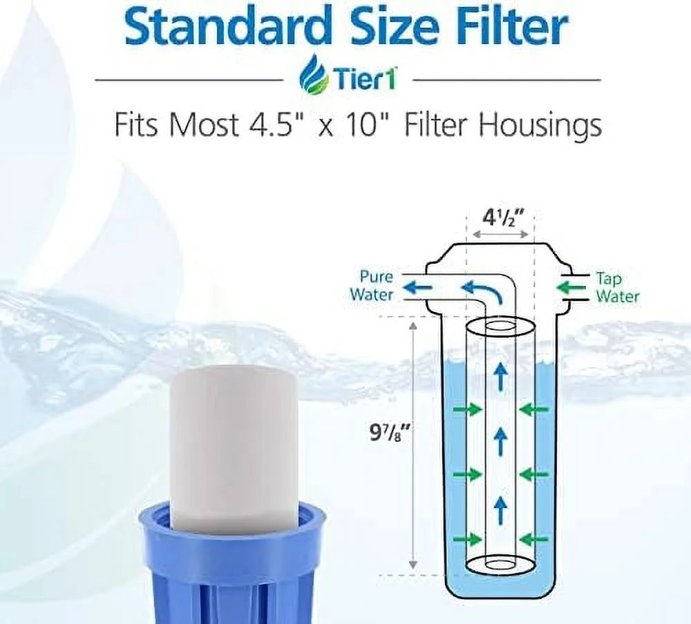 10 Micron 10 Inch X 4.5 Inch | 4-Pack Spun Polypropylene Whole House Sediment Water Filter Replacement Cartridge | Compatible With Hydronix SDC-45-1010, SDF-45-1010, Home Water Filter